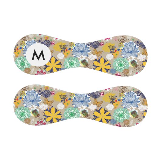 Balle De Baseball Monogramme Motif floral en style rétro 3 (Panneaux)