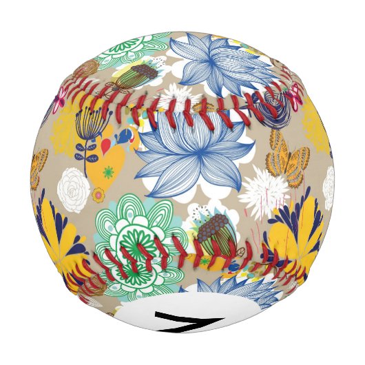 Balle De Baseball Monogramme Motif floral en style rétro 3 (Dos)