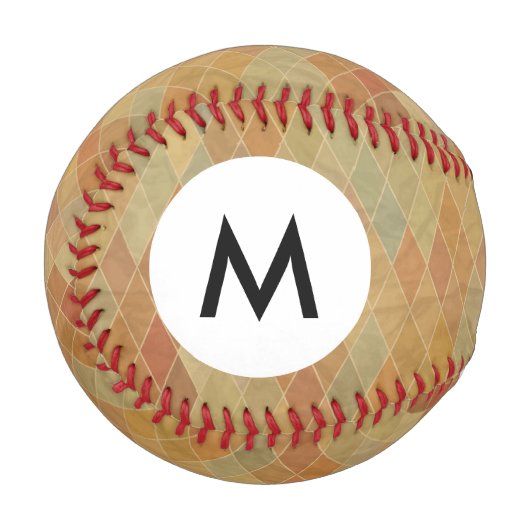 Balle De Baseball Monogramme motif géométrique rétro 2 (Devant Gauche)