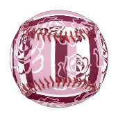 Balle De Baseball Monogramme motif trié avec roses (Devant)