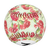 Balle De Baseball Monogramme oeillets rouges sur vert avec papillons (Dos)