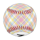 Balle De Baseball Monogramme Pastel Plaid (Dos)