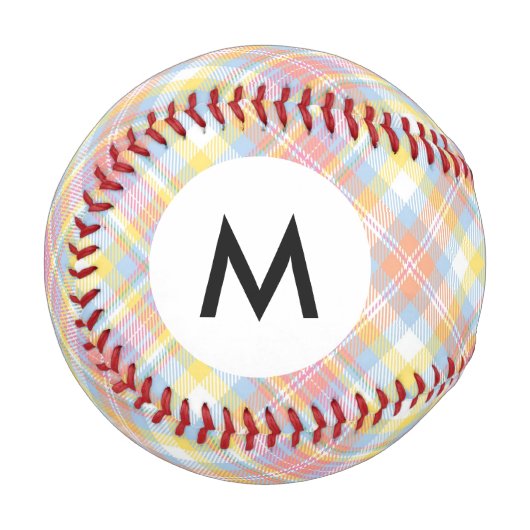 Balle De Baseball Monogramme Pastel Plaid (Devant Gauche)
