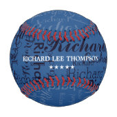 Balle De Baseball monogramme personnalisé rouge/bleu nom et initiale (Dos)