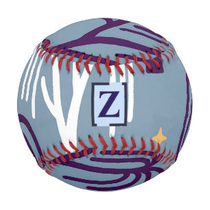 Balle De Baseball Monogramme personnalisé Willow Tree Motif Bleu Bas