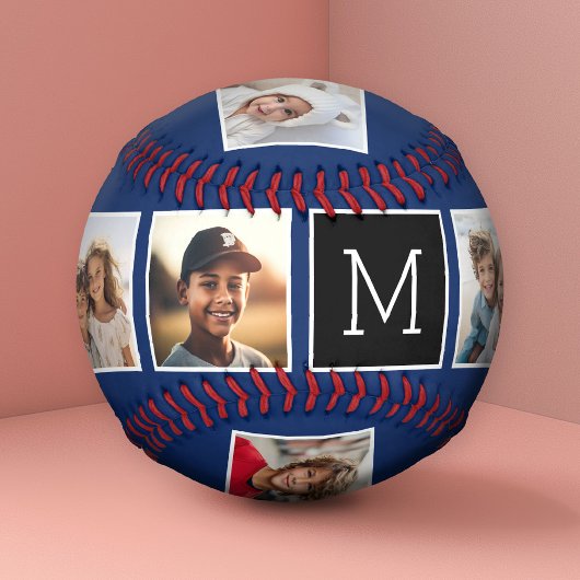 Balle De Baseball Monogramme photo Collage de photo Navy & Black Ins