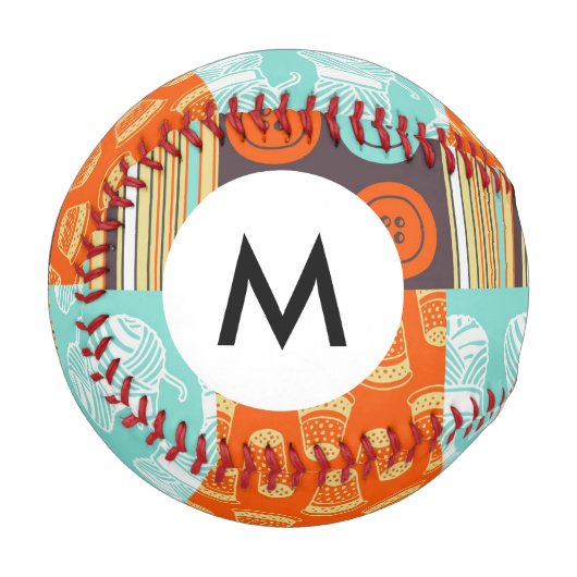 Balle De Baseball Monogramme Pop-art motif - couture (Devant Gauche)