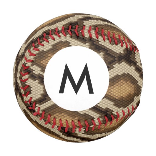 Balle De Baseball Monogramme Python peau de serpent motif 2 (Devant Gauche)