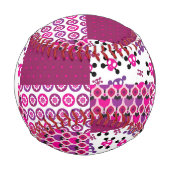 Balle De Baseball Monogramme Retro crâne de fleurs pois point (Devant)