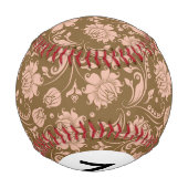 Balle De Baseball Monogramme rose et Brown motif floral (Dos)