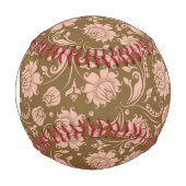 Balle De Baseball Monogramme rose et Brown motif floral (Devant)