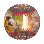 Balle De Baseball Monogramme rustique Bois Photo Collage Baseball (Dos)