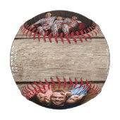 Balle De Baseball Monogramme rustique Lumière Bois Photo Collage Bas (Devant)