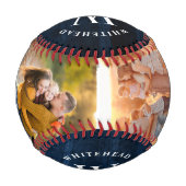 Balle De Baseball Monogramme rustique Marine Blue Wood Photo Collage (Dos)