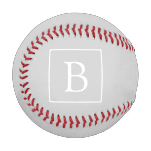 Balle De Baseball Monogramme simple gris clair