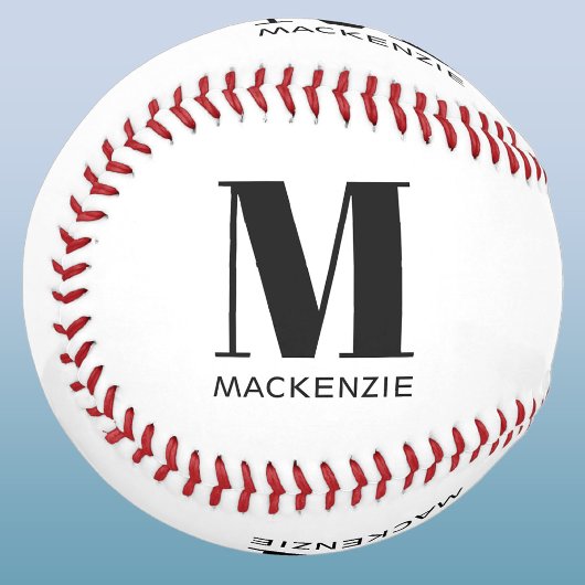 Balle De Baseball Monogramme Simple Nom Initial Personnalisé