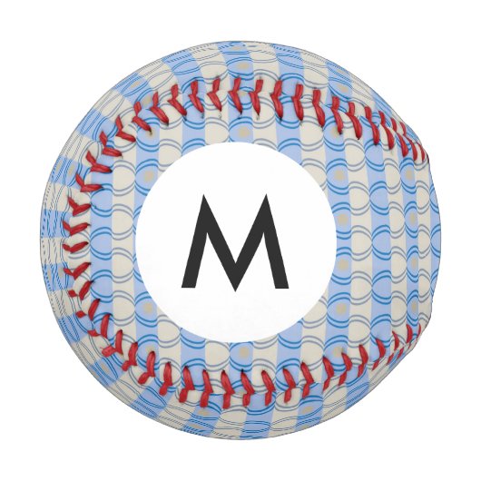 Balle De Baseball Monogramme Stock Candystripe Bleu Tan (Devant Gauche)