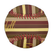 BALLE DE BASEBALL MONOGRAMME STRIPÉ SUR MESURE MOTIF OR BROWN RED (Devant)