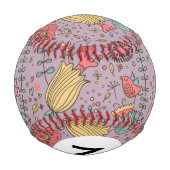 Balle De Baseball Monogramme Stylé motif floral avec fleurs (Dos)