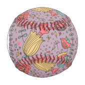 Balle De Baseball Monogramme Stylé motif floral avec fleurs (Devant)