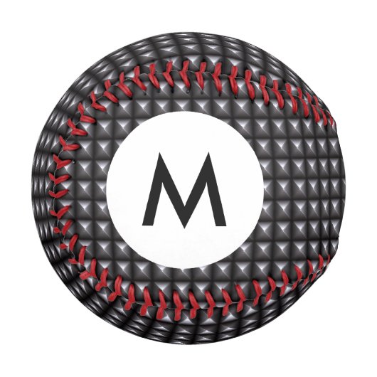 Balle De Baseball Monogramme Texture en acier embouti (Devant Gauche)