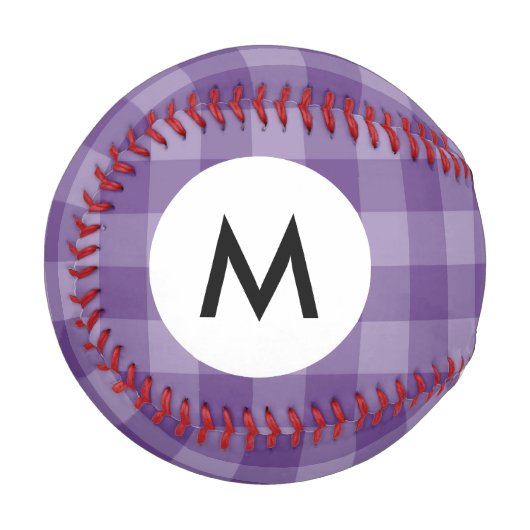 Balle De Baseball Monogramme Violet à damiers arrière - plan (Devant Gauche)