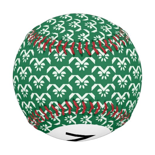 Balle De Baseball Monogramme Zigzag fleuri vert (Dos)