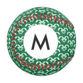 Balle De Baseball Monogramme Zigzag fleuri vert (Devant Gauche)