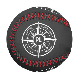 Balle De Baseball Monographie d'emblème de compas noir et blanc