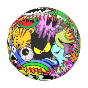 Balle De Baseball Monstres caractères mignons Motif d'Halloween