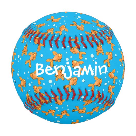 Balle De Baseball Morceau de poisson rouge orange mignon sur dessin (Devant)