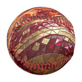 Balle De Baseball Mosaïque Rouge Or Luxe (Devant Gauche)