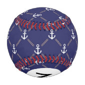 Balle De Baseball Motif Ancre Monogramme (Dos)