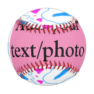 Balle De Baseball Motif aquarelle bleu rose ajoutez nom texte person