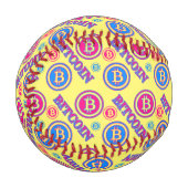 Balle De Baseball Motif Bitcoin coloré (Devant Gauche)