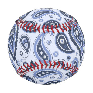 Balle De Baseball Motif Blue Paisley