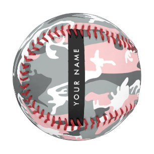 Balle De Baseball Motif camouflage rose et gris Personnalisez votre
