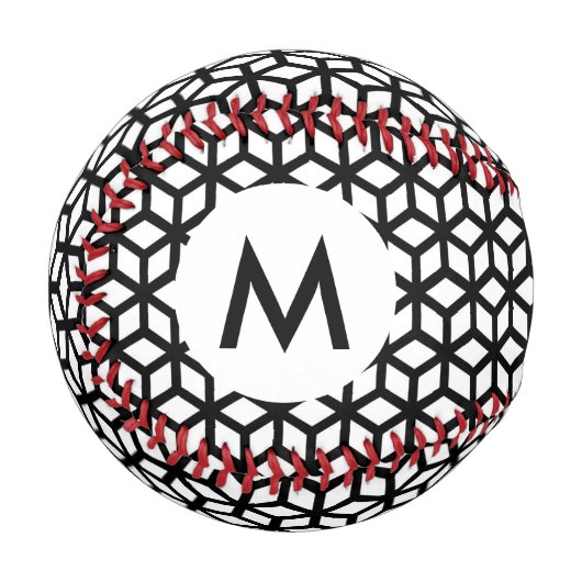 Balle De Baseball Motif Cube Noir Et Blanc (Devant Gauche)