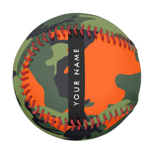 Balle De Baseball Motif de camouflage orange, Votre nom, Personnalis