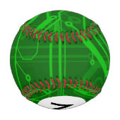 Balle De Baseball Motif de carte de circuit imprimé vert Monogramme (Dos)