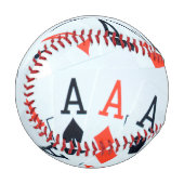 Balle De Baseball Motif De Cartes De Poker Aces, Baseball. (Devant Gauche)