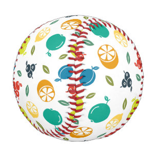 Balle De Baseball Motif de fruits, Plum, Orange, Citron, Poire, Pomm