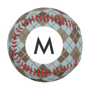 Balle De Baseball Motif de Jacquard Monogram en bleu et Taupe