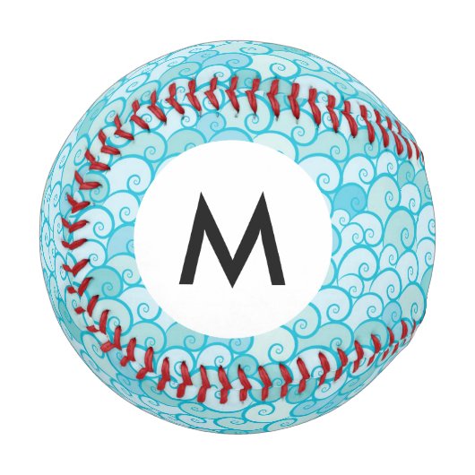 Balle De Baseball Motif de mer Monogramme (Devant Gauche)