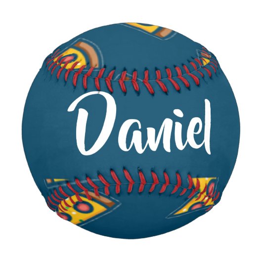 Balle De Baseball Motif de pizza bleu (Devant)