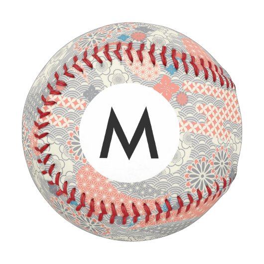 Balle De Baseball Motif de style japonais. Illustration. (Devant Gauche)