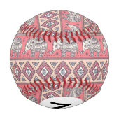 Balle De Baseball Motif d'éléphant ethnique rose (Dos)
