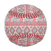 Balle De Baseball Motif d'éléphant ethnique rose (Devant)