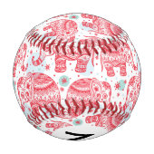 Balle De Baseball Motif d'éléphant ethnique rouge (Dos)