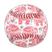 Balle De Baseball Motif d'éléphant ethnique rouge (Devant)